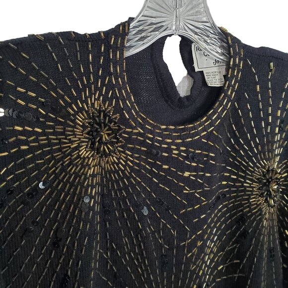 Regency Collection Womens Size S Sweater Tunic Beads Sequins Fireworks Vintage - Picture 5 of 10